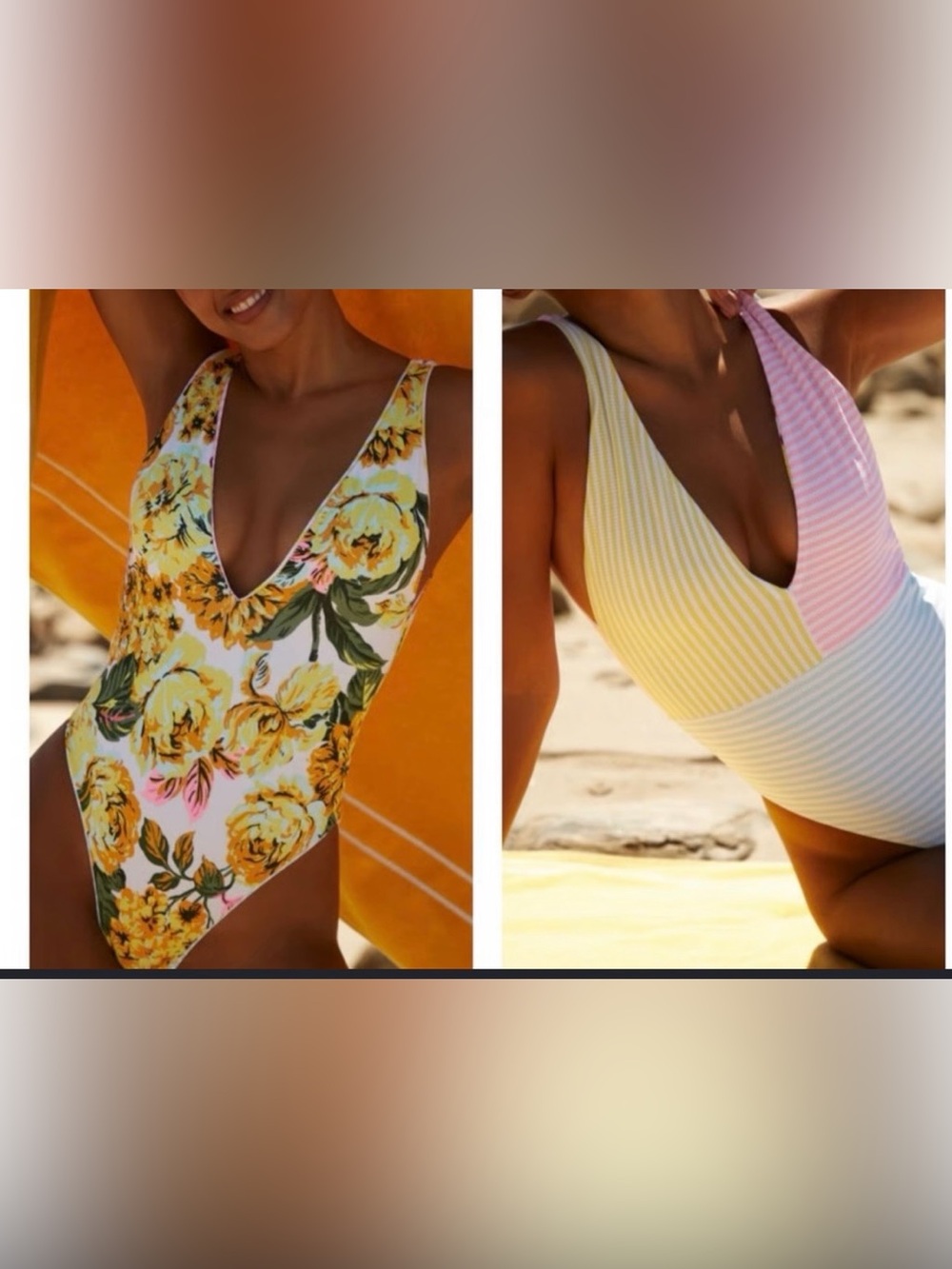 Maaji Reversible One Piece Pastel Stripes Floral Small